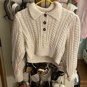 Cropped cream zara knit sweater